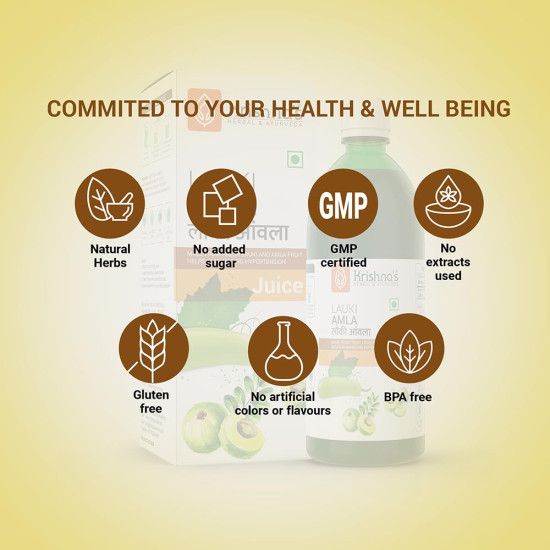 Krishna's Lauki Amla Juice - 500 ml | Fresh Lauki and Cold Pressed Amla Juice | Strengthens Digestive System| Helpful in sugar levels
