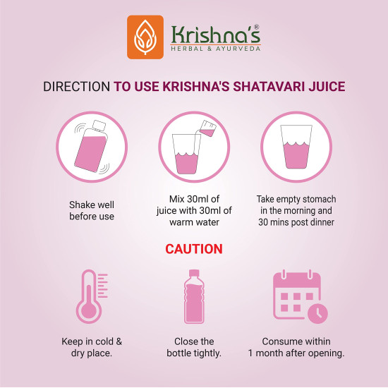 Krishna's Shatavari Juice 500 ml | Helps in Strength and Lactation in women | Rejuvenative for Vata and Pitta