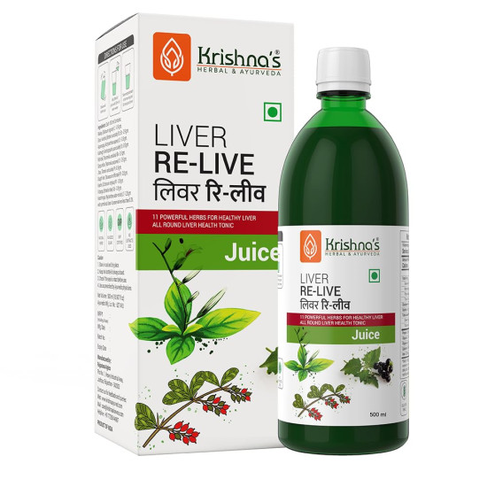 Krishna's Liver Re-Live Juice 500 ml | Healthy Liver | Natural rejuvenator | Strengthens the digestive system | Goodness of 11 powerful herbs like Makoy, Harshringar, Daru Haridra | Sugar free Juice