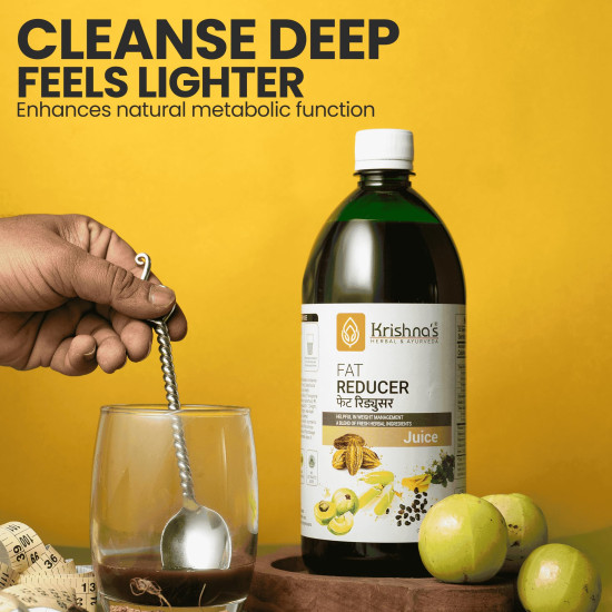 KRISHNA'S HERBAL & AYURVEDA Fat Reducer Juice - 1000 ml | (Pack of 1) | 12 Powerful herbs for Weight Management | Amla, Harad, Daru Haridra, Sunn Hemp | Aids Metabolism and Digestion KRISHNA'S HERBAL & AYURVEDA Fat Reducer Juice - 1000 ml | (Pack of 1) | 12 Powerful herbs for Weight Management | Amla, Harad, Daru Haridra, Sunn Hemp | Aids Metabolism and Digestion