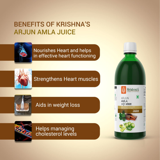 Krishna's Arjun Amla Juice - 500 ml (Pack of 1) | Perfect mix of Amla and Arjuna Chaal | Strong and healthy heart Krishna's Arjun Amla Juice - 500 ml (Pack of 1) | Perfect mix of Amla and Arjuna Chaal | Strong and healthy heart