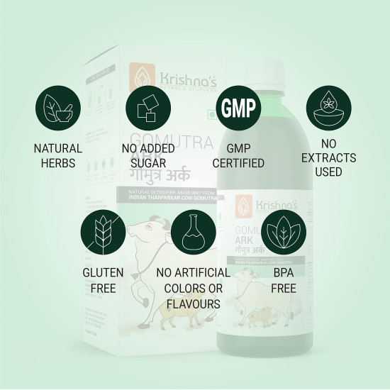 KRISHNA'S HERBAL & AYURVEDA Desi Cow Gomutra Ark 1000 Ml Liquid| Natural Detoxifier | 100% Pure & Natural Go Ark | Indian Tharparakar Gomutra | Sugar Free With No Added Color Or Flavour - (Pack Of 1) KRISHNA'S HERBAL & AYURVEDA Desi Cow Gomutra Ark 1000 Ml Liquid| Natural Detoxifier | 100% Pure & Natural Go Ark | Indian Tharparakar Gomutra | Sugar Free With No Added Color Or Flavour - (Pack Of 1)