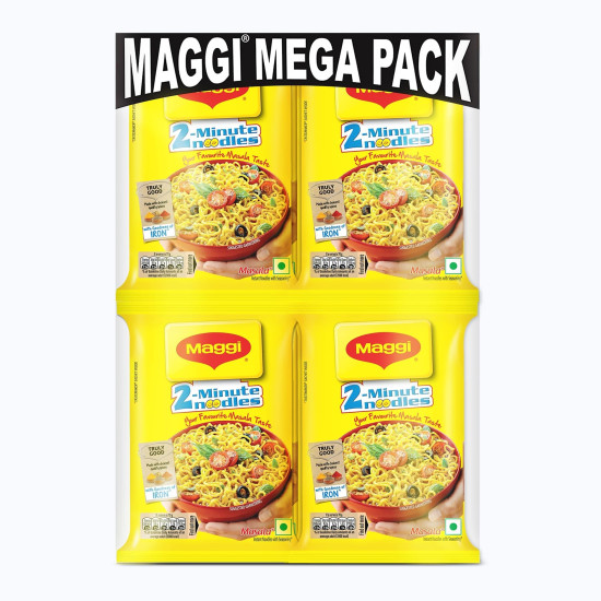 MAGGI 2-minute Instant Noodles, Masala Noodles with Goodness of Iron, Made with Choicest Quality Spices, Favourite Masala Taste, 70g ( Pack of 12 )