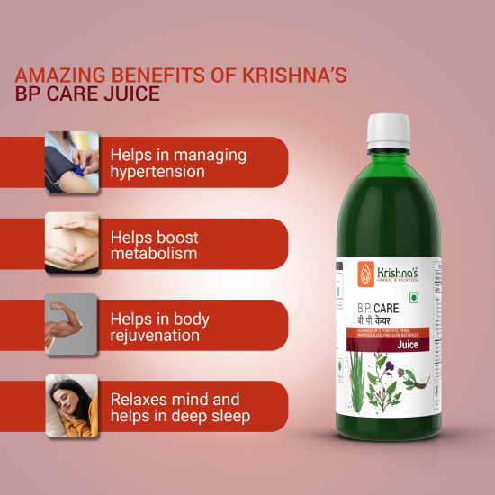 Krishna’s BP Care Juice - 500 ml | Ayurvedic way to manage Blood pressure & Cholesterol Level with Sarpgandha, Shankhpishi & 4 natural herbs