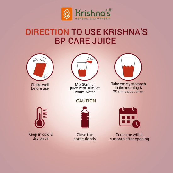 Krishna’s BP Care Juice - 500 ml | Ayurvedic way to manage Blood pressure & Cholesterol Level with Sarpgandha, Shankhpishi & 4 natural herbs