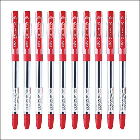 Cello Technotip Ball Pen - Pack of 10 (Red)