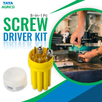 TATA Agrico 8-in-1 Screwdriver Set | Multi-Bit Screwdriver Kit with Interchangeable Magnetic Tips | Compact Hand Tool for Home, Office, Electronics & DIY Repairs (Yellow, Set of 1)