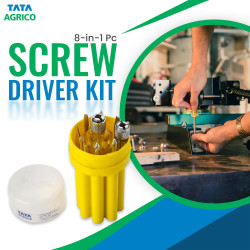 TATA Agrico 8-in-1 Screwdriver Set | Multi-Bit Screwdriver Kit with Interchangeable Magnetic Tips | Compact Hand Tool for Home, Office, Electronics & DIY Repairs (Yellow, Set of 1)