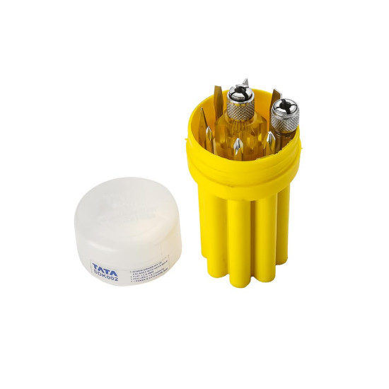 TATA Agrico 8-in-1 Screwdriver Set | Multi-Bit Screwdriver Kit with Interchangeable Magnetic Tips | Compact Hand Tool for Home, Office, Electronics & DIY Repairs (Yellow, Set of 1)