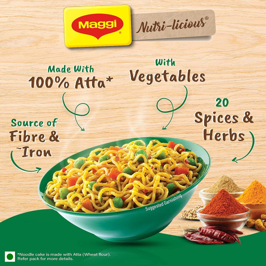 Maggi Nutri-Licious Masala Veg Atta Noodles, 72.5 grams[Pack of 6]