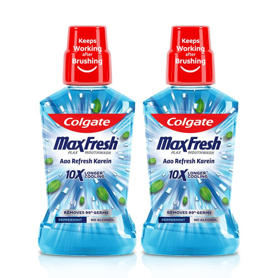 Colgate Plax Peppermint Mouthwash, 0% Alcohol - 250 ml (Pack of 2)