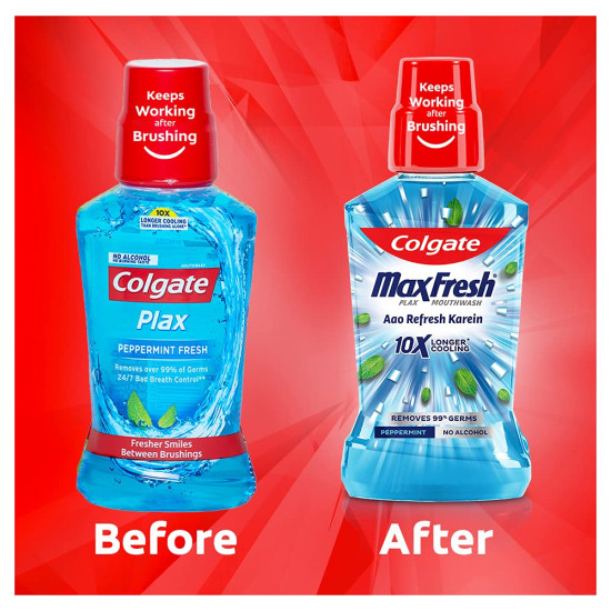 Colgate Plax Peppermint Mouthwash, 0% Alcohol - 250 ml (Pack of 2)