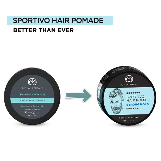 The Man Company Sportivo Stronghold Hair Styling Pomade Wax for Men | Stylish Glossy Finish Hair Volumizer | Non Sticky - 100gm The Man Company Sportivo Stronghold Hair Styling Pomade Wax for Men | Stylish Glossy Finish Hair Volumizer | Non Sticky - 100gm