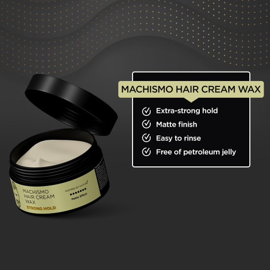 The Man Company Machismo Stronghold Hair Wax for Men | Up-to 12 Hours Strong Hold | Enriched with Vitamin E & Almond Oil | Stylish Matte Finish with Volume | Non Sticky - 100gm The Man Company Machismo Stronghold Hair Wax for Men | Up-to 12 Hours Strong Hold | Enriched with Vitamin E & Almond Oil | Stylish Matte Finish with Volume | Non Sticky - 100gm