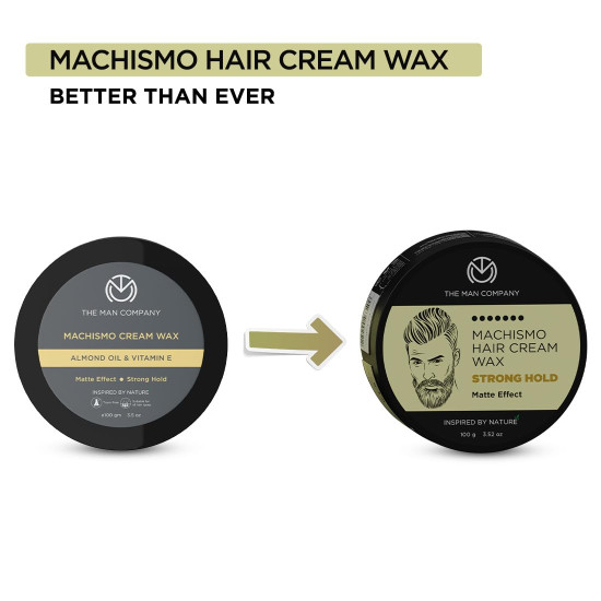 The Man Company Machismo Stronghold Hair Wax for Men | Up-to 12 Hours Strong Hold | Enriched with Vitamin E & Almond Oil | Stylish Matte Finish with Volume | Non Sticky - 100gm The Man Company Machismo Stronghold Hair Wax for Men | Up-to 12 Hours Strong Hold | Enriched with Vitamin E & Almond Oil | Stylish Matte Finish with Volume | Non Sticky - 100gm