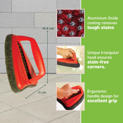 Scotch-Brite Bathroom Tile Scrubber Brush- Cleans Tiles, Hard to Reach Corners, Floors, Tough Stain Removal, Ergonomic Handle for Excellent Grip, Triangular Head for Easy Cleaning (Pack of 2)