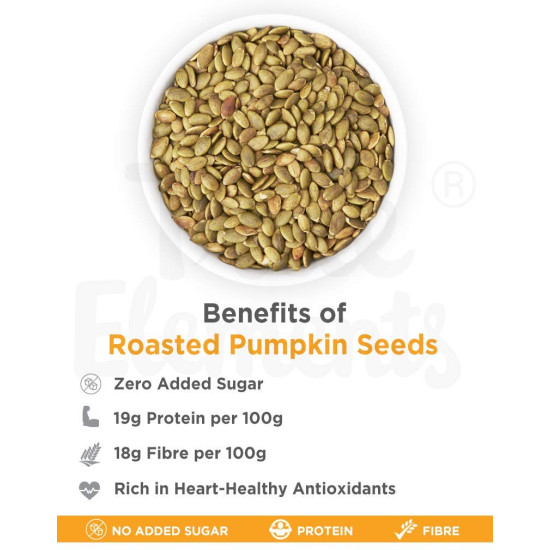 True Elements Roasted Pumpkin Seeds 500g - Protein Snacks | Premium AAA Grade Seeds for Eating | Immunity Booster Seeds | Fibre Rich Superfood