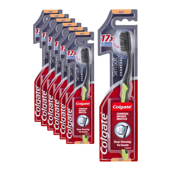 Colgate Slim Soft Charcoal Hanger Toothbrush - 7 Piece