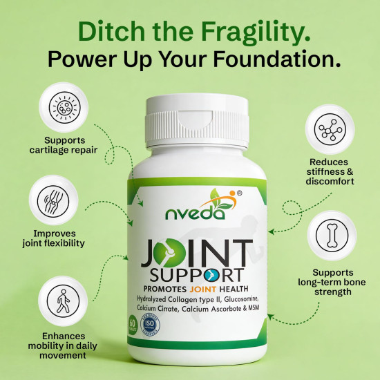 Nveda Joint Support Tablets with Collagen Type 2, Glucosamine, Calcium & MSM | Joint Pain Relief, Cartilage & Bone Strength Support Supplement | Joint Mobility & Arthritis Support for Men & Women | 90 Tablets Nveda Joint Support Tablets with Collagen Type 2, Glucosamine, Calcium & MSM | Joint Pain Relief, Cartilage & Bone Strength Support Supplement | Joint Mobility & Arthritis Support for Men & Women | 90 Tablets