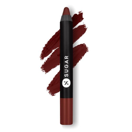 SUGAR Cosmetics Matte as Hell Crayon Lipsticks for Women | Lasts Up To 8+ Hours | Lip Crayon with Sharpener | 2.8gm - 13 Murphy Brown