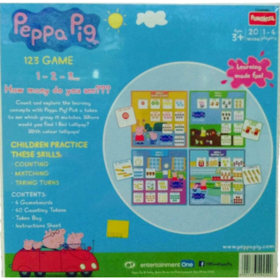 Funskool Games, Peppa Pig, 123 Game, Educational Game, Counting & Matching Skills, 1, 4 Players, 3 & Above for Kid