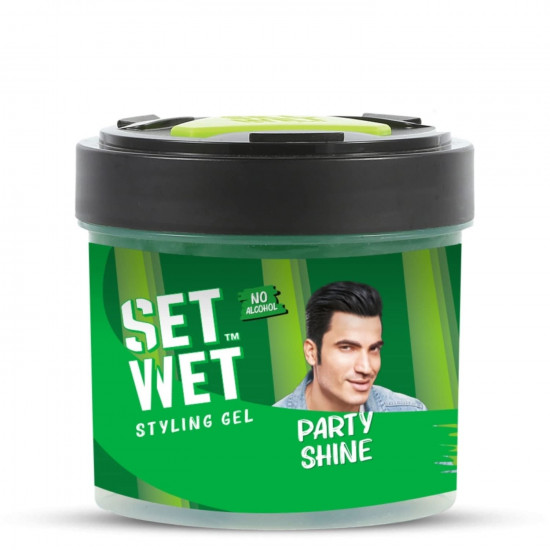 Set Wet Styling Hair Gel for Men - Party Shine, 250gm | Strong Hold, High Shine |For Short to Medium Hair| No Alcohol, No Sulphate