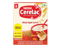 Nestle Cerelac Baby Cereal with Milk , Wheat Apple Carrot ,Stage 1, From 6 to 24 Months , Source of Iron & Protein , 300g