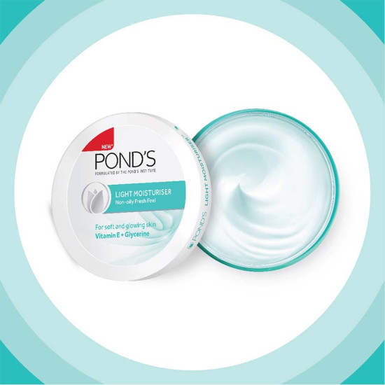 POND'S Light Moisturiser, Non- Oily With Vitamin E And Glycerine, For Soft And Glowing Skin, 150 ml