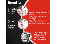 Colgate SlimSoft Charcoal Soft Black Bristles manual Toothbrush for adults, 8 Pcs (Buy4 Get 4), Soft Bristles for Gentle Deep Cleaning