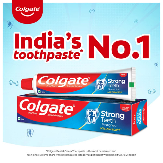 Colgate Strong Teeth Anticavity Toothpaste with Amino Shakti - 500gm and ZigZag Medium Toothbrush - Pack of 6