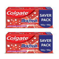 Colgate Maxfresh Toothpaste, Red Gel Paste with Menthol For Super Fresh Breath, 300g, 150gx2 (Spicy Fresh)