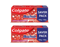 Colgate Maxfresh Toothpaste, Red Gel Paste with Menthol For Super Fresh Breath, 300g, 150gx2 (Spicy Fresh)