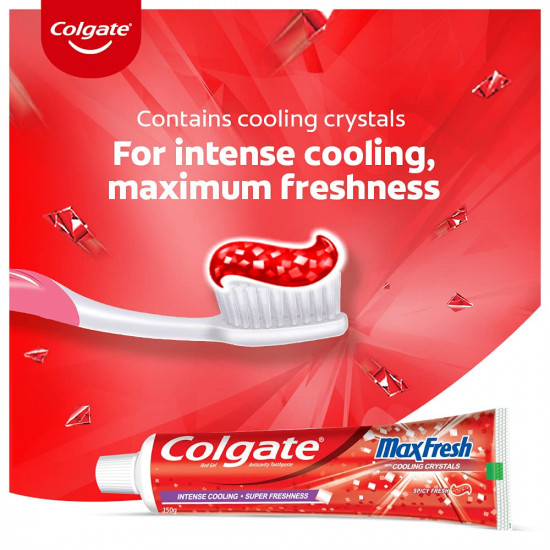 Colgate Maxfresh Toothpaste, Red Gel Paste with Menthol For Super Fresh Breath, 300g, 150gx2 (Spicy Fresh)