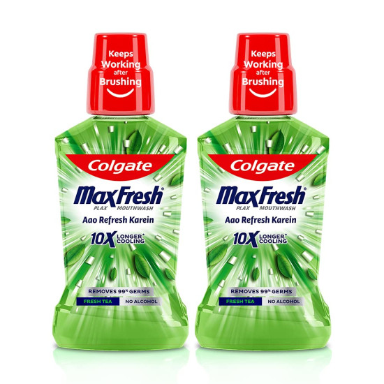 Colgate Plax Mouthwash - 250 ml (Fresh Tea) with Plax Mouthwash, 0% Alcohol - 500 ml (Fresh Tea)