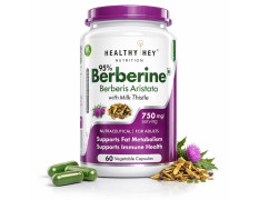 HealthyHey Berberis - Berberine 95% with milk Thistle - Support Weight Management & Healthy Glucose Levels Supplements - 750 mg Veg. 60 Capsules