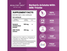 HealthyHey Berberis - Berberine 95% with milk Thistle - Support Weight Management & Healthy Glucose Levels Supplements - 750 mg Veg. 60 Capsules