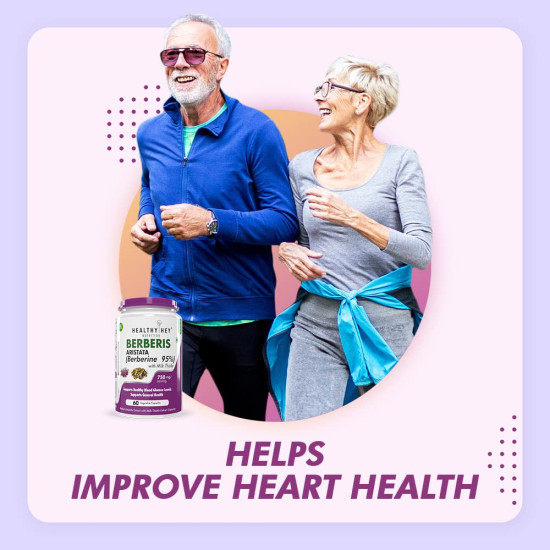 HealthyHey Berberis - Berberine 95% with milk Thistle - Support Weight Management & Healthy Glucose Levels Supplements - 750 mg Veg. 60 Capsules