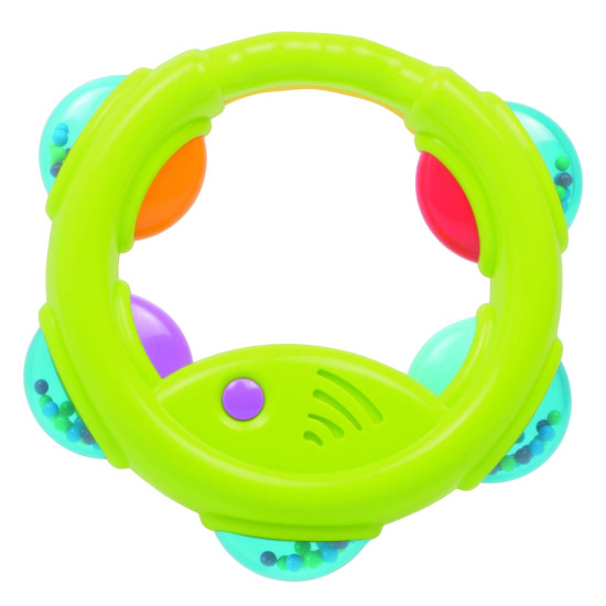 Funskool Giggles, Tambourine Rattle, 2 in 1 Colourful Musical Rattle for New Born Baby, Sounds,Rattling Sound and Sensory Development, 6 Months & Above, Infant Toys