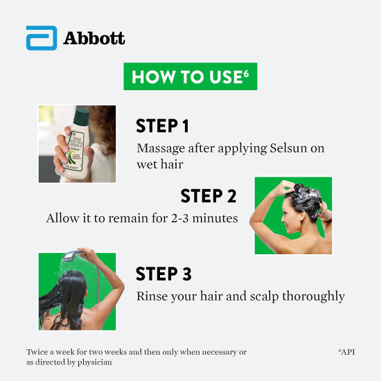 Abbott Selsun Suspension Anti Dandruff Shampoo, Clears away dandruff flakes, Relieves from excessive oil, Relieves from dandruff related itching (120ml)