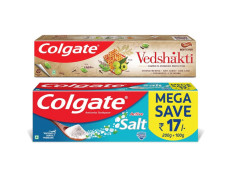 Colgate Swarna Vedshakti Toothpaste - 200gm with Colgate Active Salt Toothpaste, 300gm (Saver Pack)