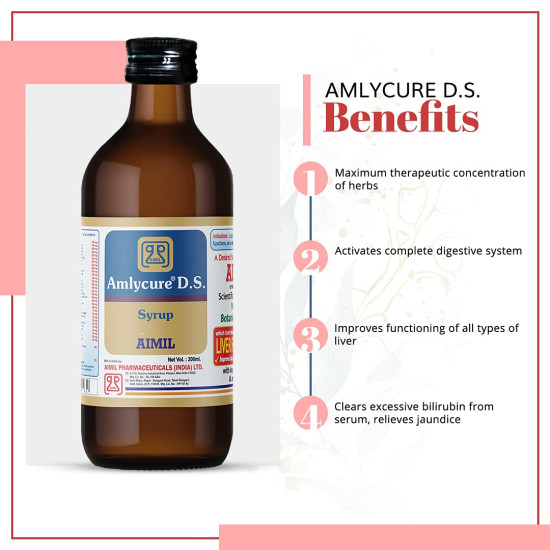 AIMIL Amlycure D.S. Syrup -200ml | Ayurvedic Liver Health Protector – Natural Liver Herbal Tonic | Metabolism Booster AIMIL Amlycure D.S. Syrup -200ml | Ayurvedic Liver Health Protector – Natural Liver Herbal Tonic | Metabolism Booster