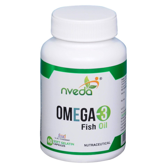 Nveda Omega 3 Fish Oil 1000mg with 180mg EPA & 120mg DHA | Supports Heart, Brain, Eye & Joint Health | Omega-3 Fatty Acid Supplement for Men & Women | 60 Capsules