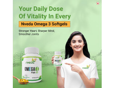 Nveda Omega 3 Fish Oil 1000mg with 180mg EPA & 120mg DHA | Supports Heart, Brain, Eye & Joint Health | Omega-3 Fatty Acid Supplement for Men & Women | 60 Capsules