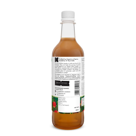 Kapiva Himalayan Apple Cider Vinegar with Mother 500ml | Raw, Unpasteurized & Unfiltered | Helps with Digestion & Weight Mangement