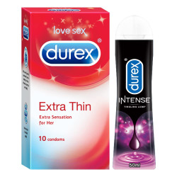 Durex Pleasure Packs (Intense Tingling Lube 50Ml, Extra Thin 10S)