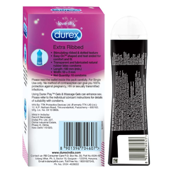 Pleasure Packs (Durex Intense Tingling Lube 50ml, Extra Ribbed 10s)