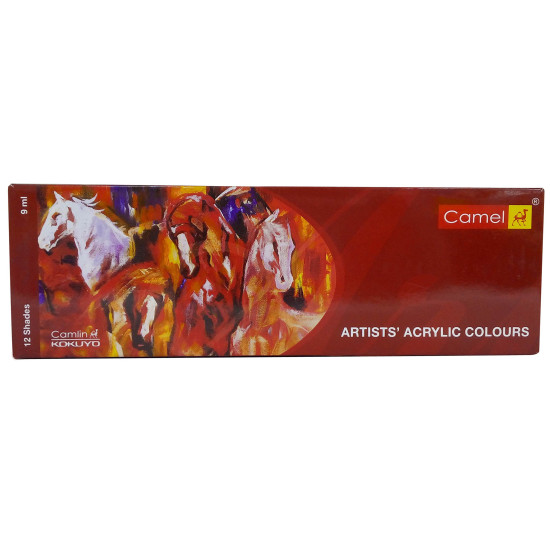 Camel Artists Acrylic Colour Tubes-12 X 9 Ml (805721),Assorted,Camel