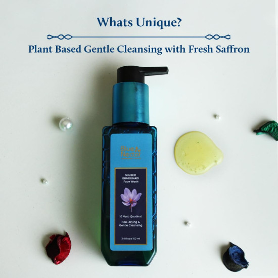 Blue Nectar Kumkumadi Brightening Face Wash with Saffron for Women & Men | Sulphate free Anti Pimple Face Cleanser (10 Herbs, 200ml)