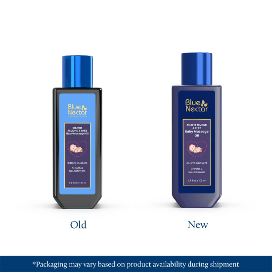 Blue Nectar Ayurvedic Baby Oil with Organic Ghee, 100% Natural Baby Massage Oil With Coconut Oil & Olive Oil | Dermatogically Tested (13 Herbs, 100ml) Blue Nectar Ayurvedic Baby Oil with Organic Ghee, 100% Natural Baby Massage Oil With Coconut Oil & Olive Oil | Dermatogically Tested (13 Herbs, 100ml)