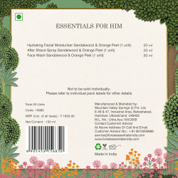 Forest Essentials Essentials For Him | Sandalwood & Orange Peel Luxurious Gift Set for Men with Face Wash, After Shave Spray & Face Moisturizer | Special Occasion and Birthday Gift for Him | 3 Piece Gift Set